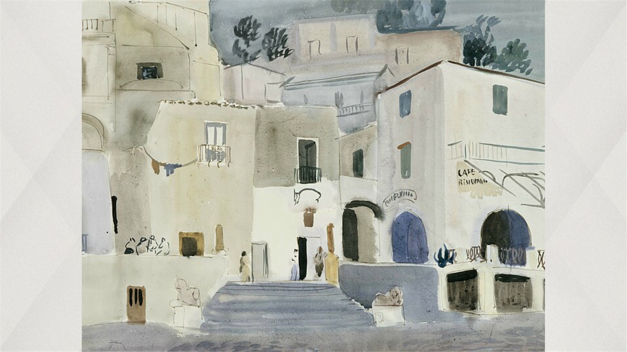 Gemälde: Adolf Niesmann, Caffè Gioia in Positano, 1930