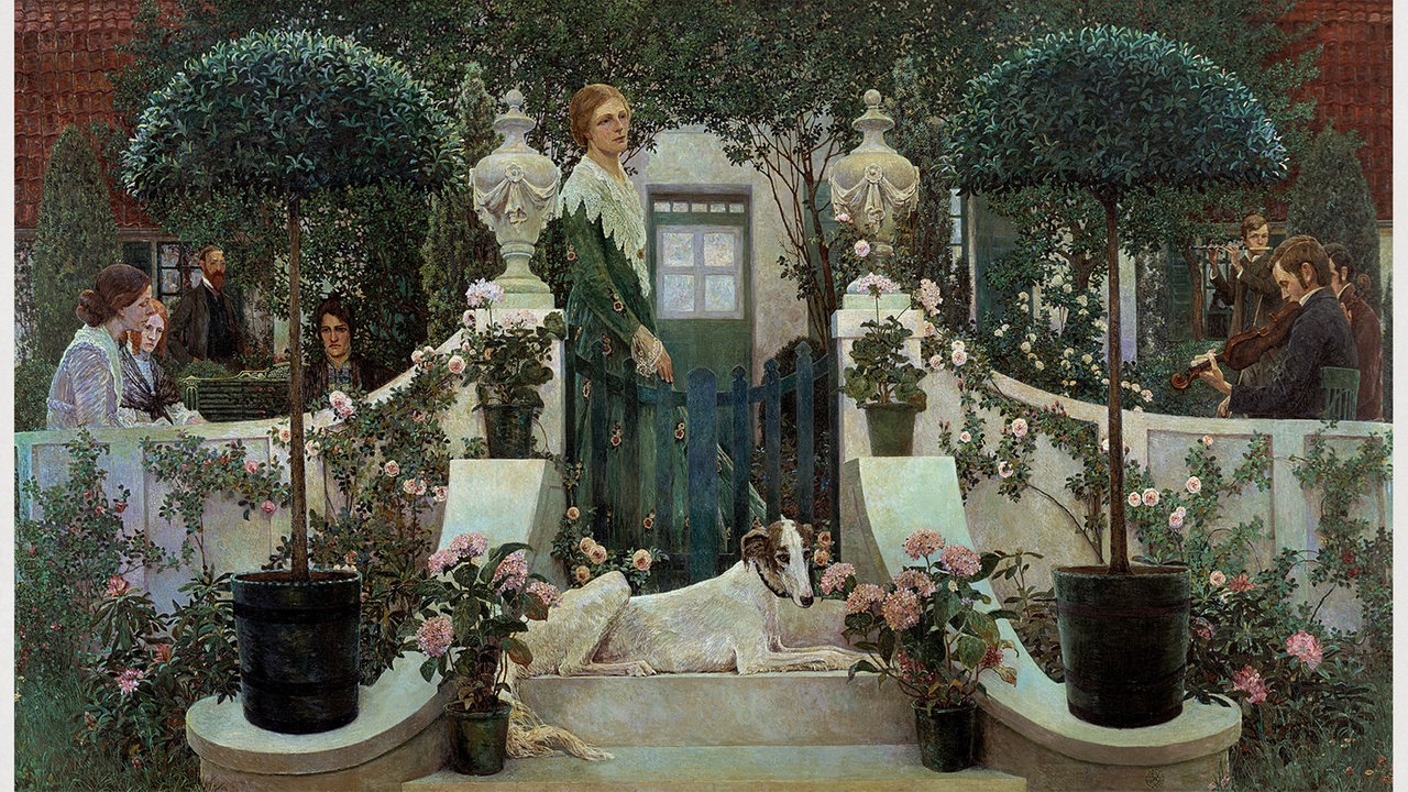 Heinrich Vogeler, Sommerabend (Das Konzert), 1905, Öl auf Leinwand, 175 x 310 cm, Bundesrepublik Deutschland / Land Niedersachsen / Landkreis Osterholz