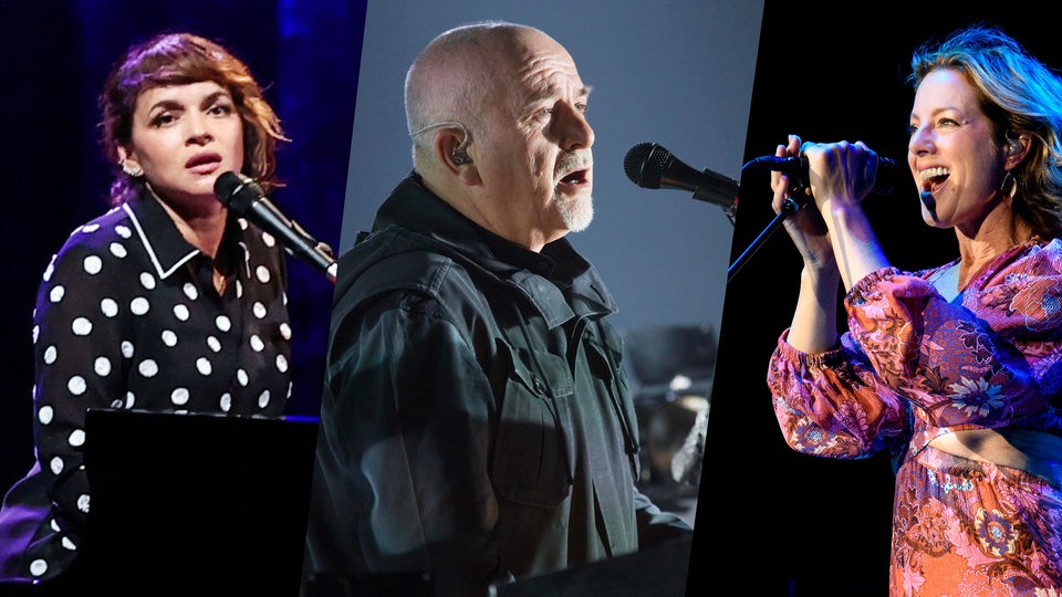 Collage der Musiker: Norah Jones, Peter Gabriel und Sarah McLachlan 