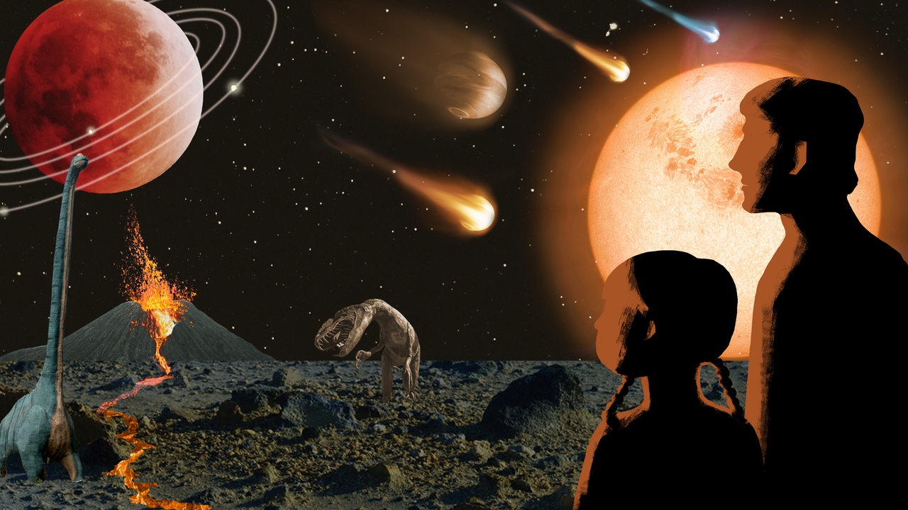 Podcast-Grafik zeigt Bedrohung der Menschheit durch Naturkatastrophen