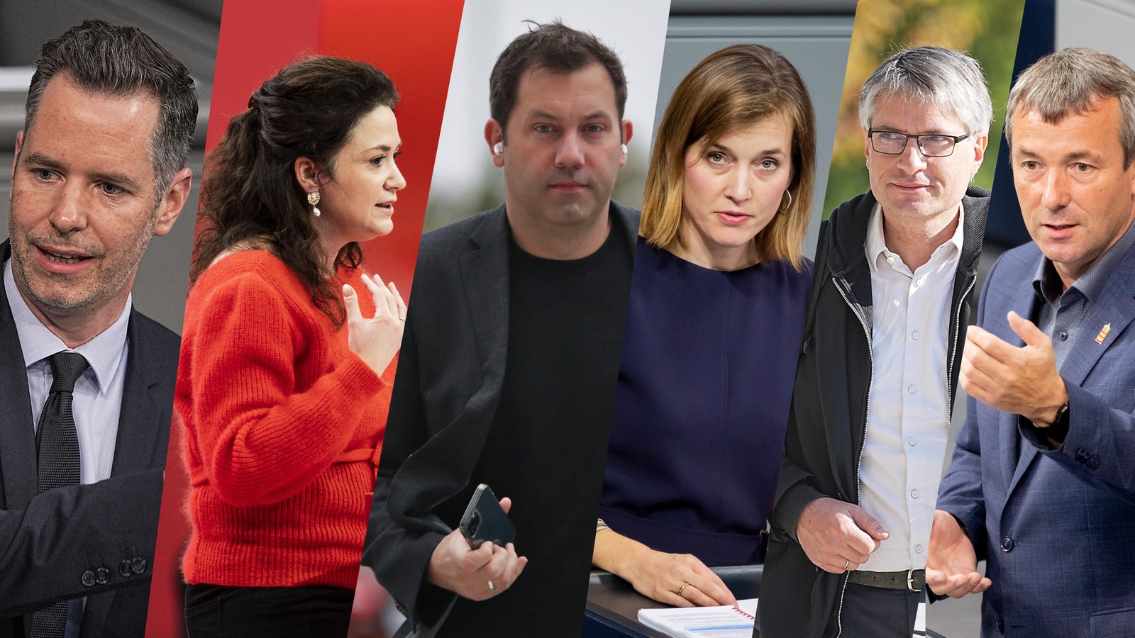 Collage zeigt die 6 Politiker*innen : Christian Dürr,Sarah Ryglewski, Lars Klingbeil, Siemtje Möller, Johann Saathof und Sven Giegold