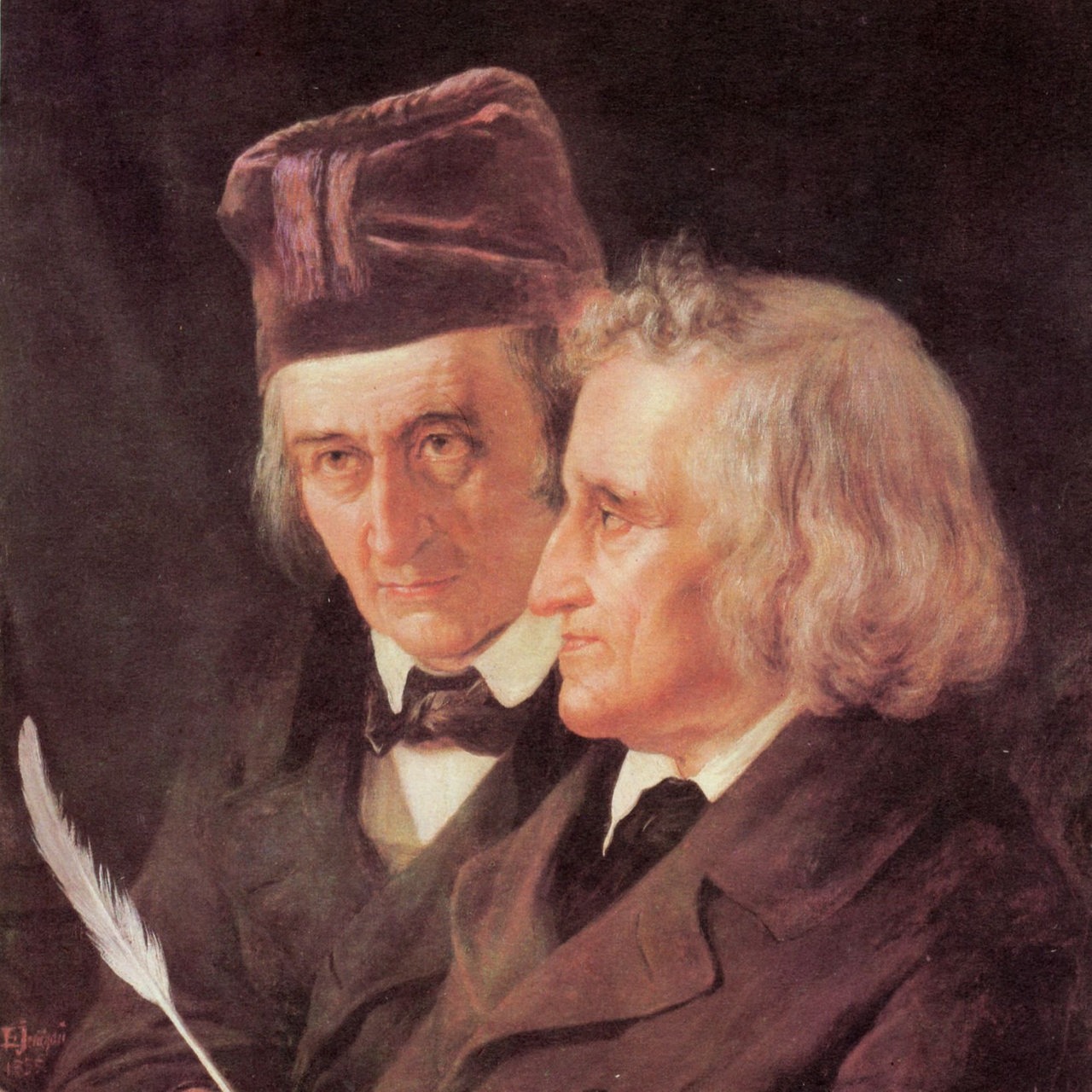 Wilhelm und Jacob Grimm auf einem zeitgenössischen Gemälde