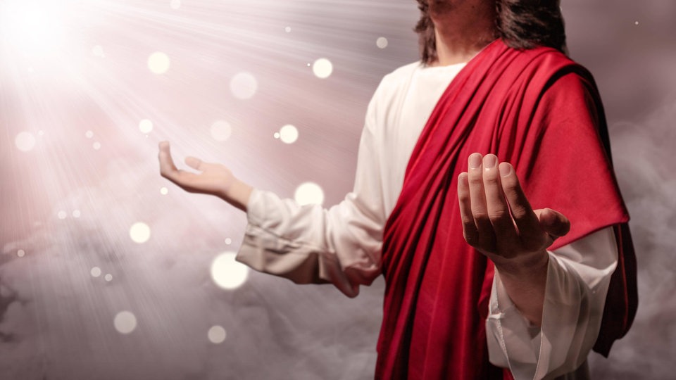 Eine Illustration des betenden Jesus