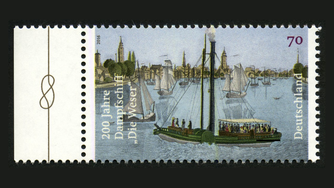 Briefmarke Deutsche Post 200 Jahre Dampfschiff