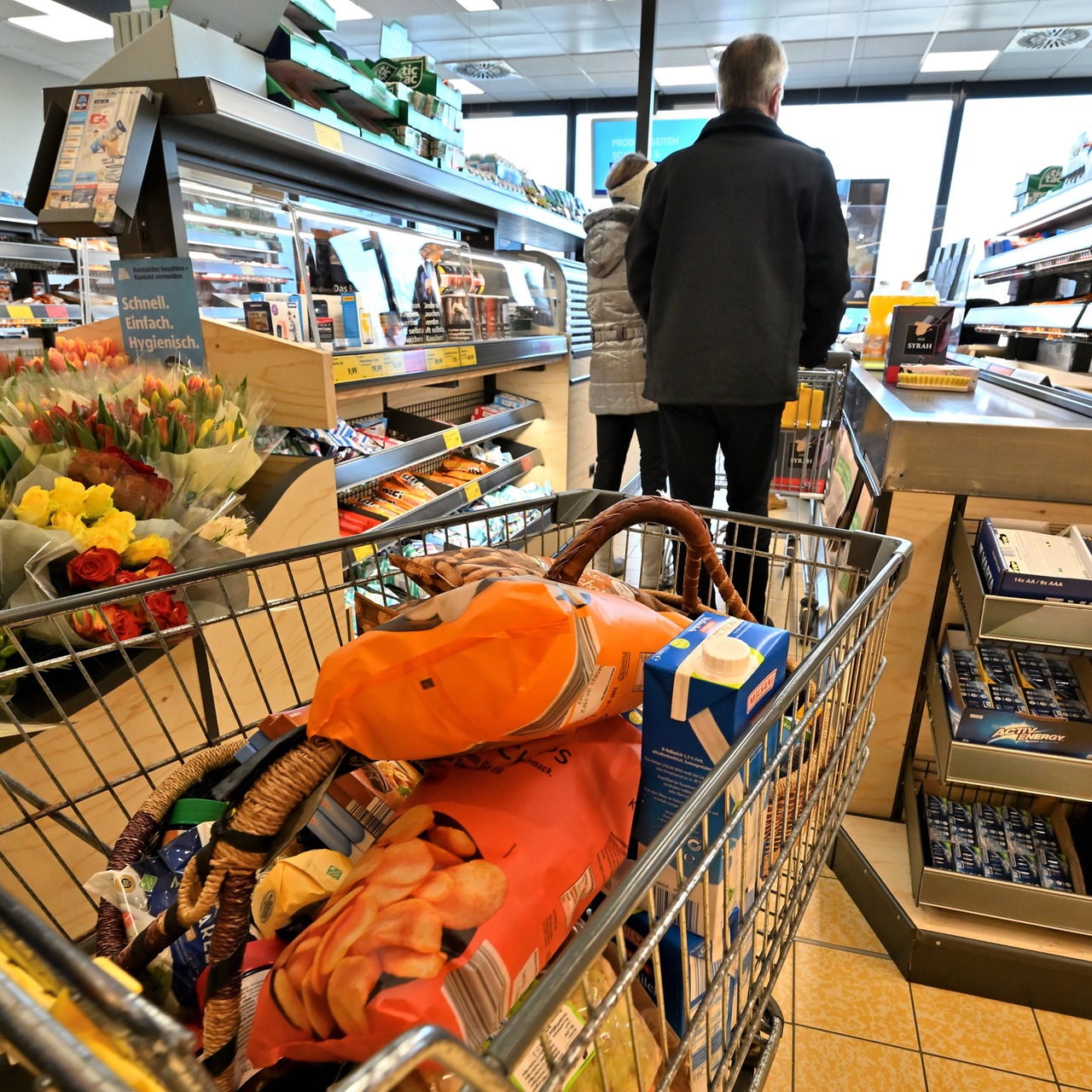 Kassenbereich in einem Supermarkt (Archivbild)
