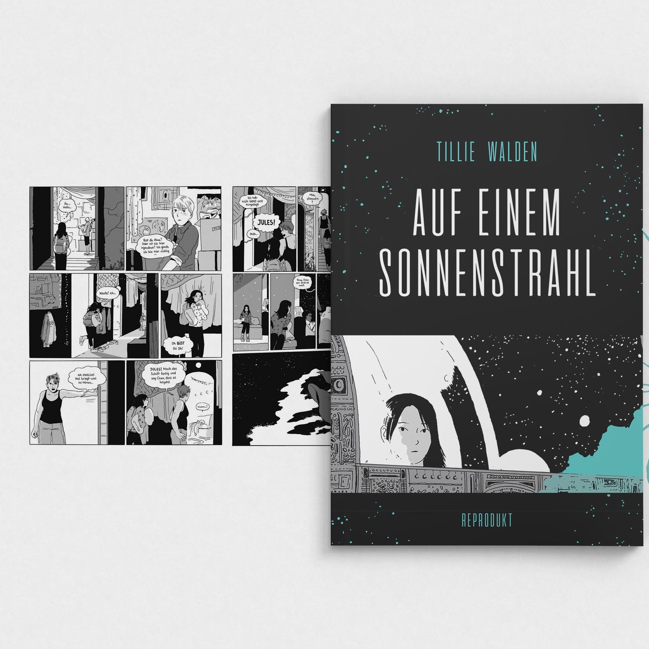 Cover: Auf einem Sonnenstrahl von Tilly Walden. Reprodukt Verlag, 29 Euro