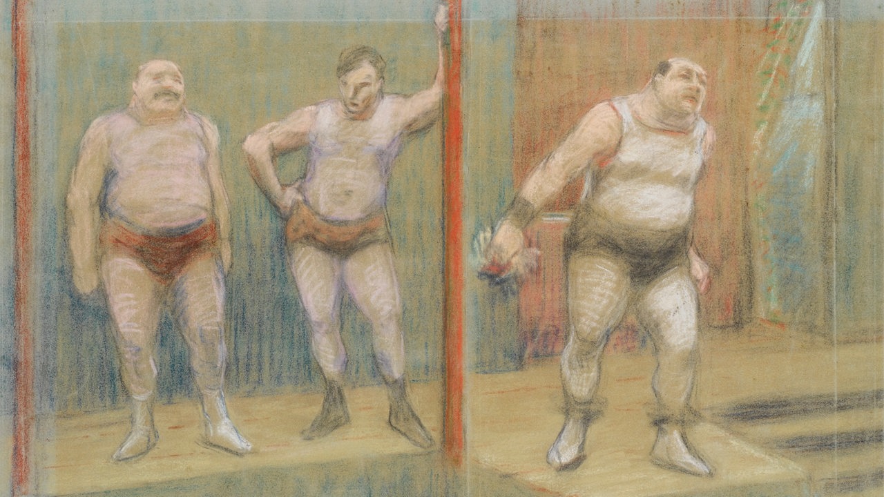 Henri Gabriel Ibels, Drei Ringer auf einer Bühne