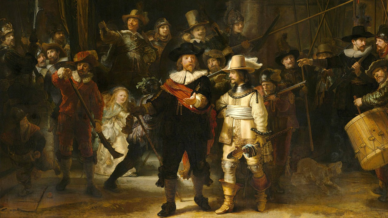 Die Nachtwache, Milizkompanie des Bezirks II unter dem Kommando von Hauptmann Frans Banninck Cocq, Gemälde von Rembrandt van Rijn
