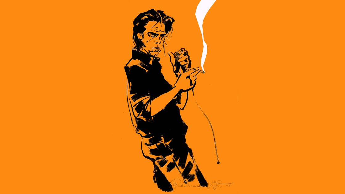 Zeichnung zeigt Nick Cave "The Sick Bag Song"