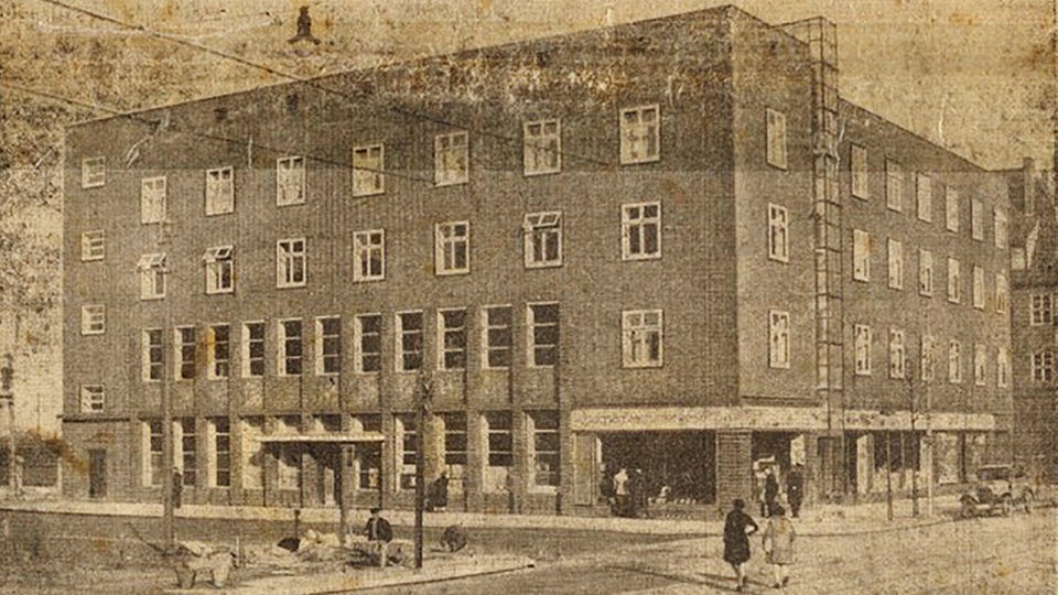 Historische Fotografie zeigt das Gebäude der Norddeutschen Volksstimme