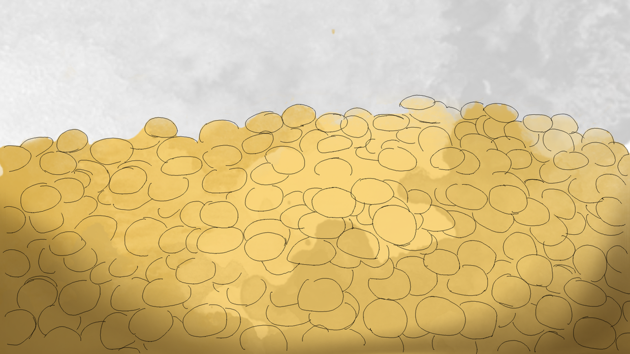 Die Illustration einer großen Anzahl von Goldmünzen.