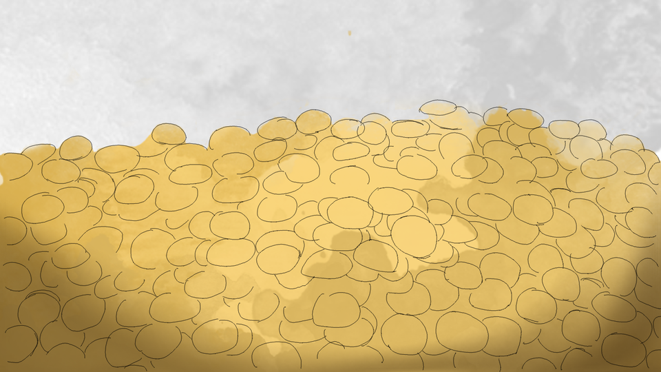 Die Illustration einer großen Anzahl von Goldmünzen.