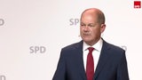 Olaf Scholz auf einer Pressekonfernz der SPD.