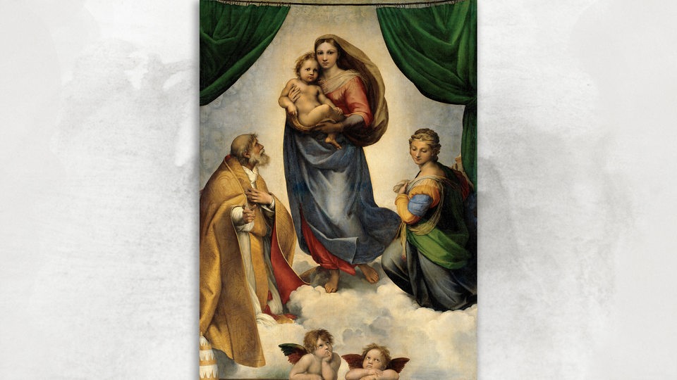 Rafael - Madonna Sixtina (Gemäldegalerie Alter Meister, Dresden, 1513-14. Óleo sobre lienzo, 265 x 196 cm).jpg