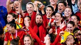 Die spanische Frauenfußballnationelmannschaft feiert den WM-Sieg